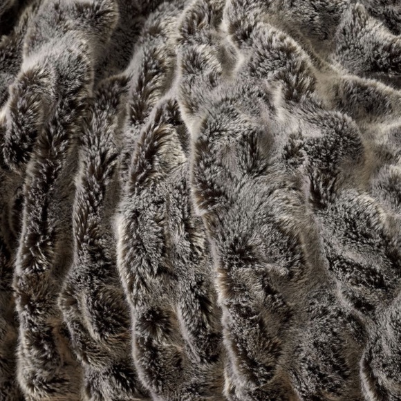 Pottery Barn - Faux Fur Ruched Throw (oversized 60 x 80) (color - gray ombre) - Picture 2 of 9